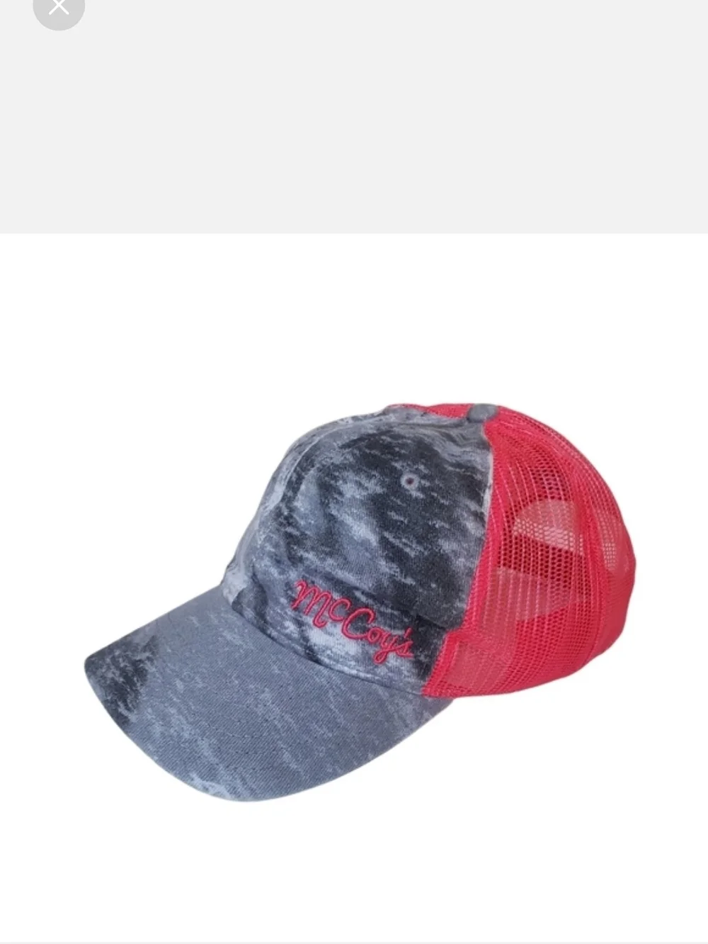 McCoy's Building Supply Pink & Gray Acid Wash Distressed Trucker Hat Neon Mesh